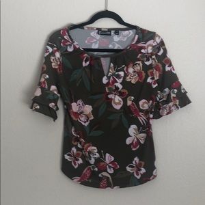 Olive floral dress top